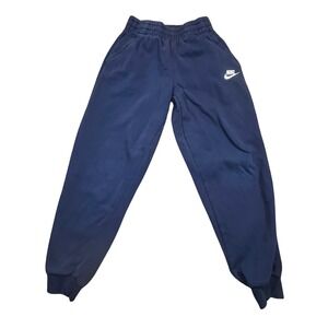 Nike Boys Navy Blue Fleece Joggers Sweatpants Medium M Embroidered Logo